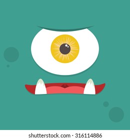 Cartoon expression monsters with one eye