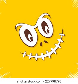 Cartoon expression on colored background, eps10 vector illustration