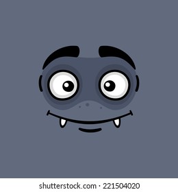 Cartoon Expression Vampire Monster Face. Vector illustration