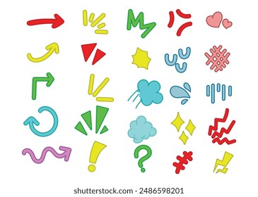 Cartoon expression vector set, hand drawn sign doodle