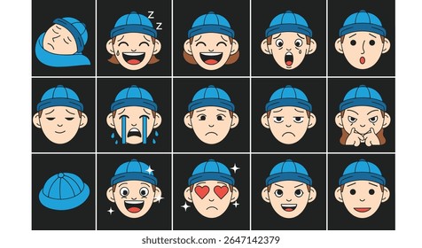 Cartoon Expressions Showcase Diverse Emotions Character Design Illustration Animation Style Creative Presentation Art
