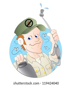 Cartoon Exterminator Man Illustration