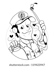 Cartoon Exterminator Man Vector