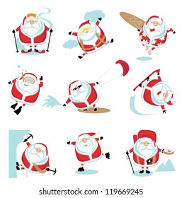 Cartoon extreme Santa  set ?2. EPS 10. Separate layers