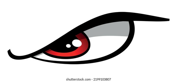 Cartoon eye angry evil looking emotion vector graphic car decal and motorcycle helmet sticker