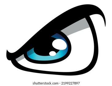 Cartoon eye angry evil looking emotion vector graphic car decal and motorcycle helmet sticker