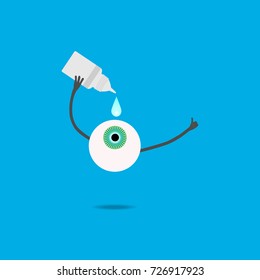 The cartoon eye is digging in drops