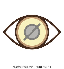 a cartoon eye with a gray iris and a line through it, symbolizing prohibition or warning