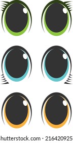 Cartoon eye is a high-quality original fashionable set of vector images. Placed on any background. Cute eyes are perfect for any character, creature, animal and human.