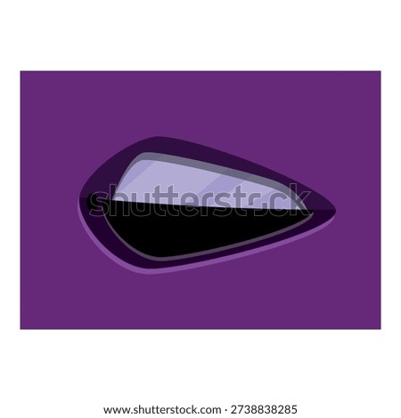 Cartoon eye looking sideways, conveying suspicion, mistrust, or anger, with purple background