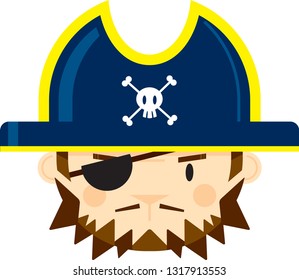 Cartoon Eye Patch Pirate Captain Face
