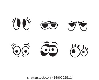 Cartoon eye set.Vector doodle line style design element.