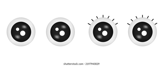 Cartoon Eyeball Illustration Without Eyelashes For Boys And With Eyelashes For Girls