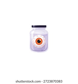 Gráfico de Vector de tarro de globo ocular de dibujos animados. Ilustración de ojo conservado macabro. Elemento espeluznante.
