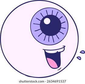 desenho animado do globo ocular rindo em cores neon brilhantes