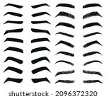 Cartoon eyebrows shapes, thin, thick and curved eyebrows. Classic eyebrows, brow makeup shaping vector illustration set. Various eyebrows types. Male and female different forms isolated on white