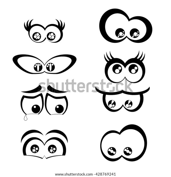 Cartoon Eyes Black White Set Stock Vector (Royalty Free) 428769241