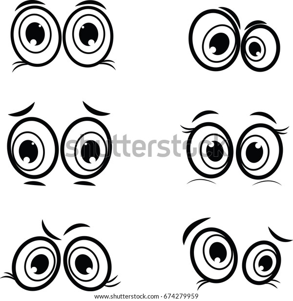 Cartoon Eyes Black White Vector Stock Vector (Royalty Free) 674279959