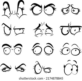 Cartoon Eyes Collection Caricature Eyes Comic Stock Vector (Royalty ...