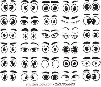 Cartoon eyes collection diverse expressions set