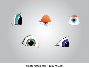Cartoon eyes collection vector