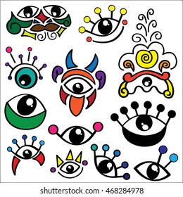 Cartoon eyes color set