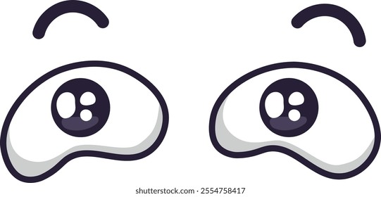 Cartoon eyes expressing boredom with raised eyebrows and upward gazing pupils, conveying apathy and lack of engagement, perfect for creative projects