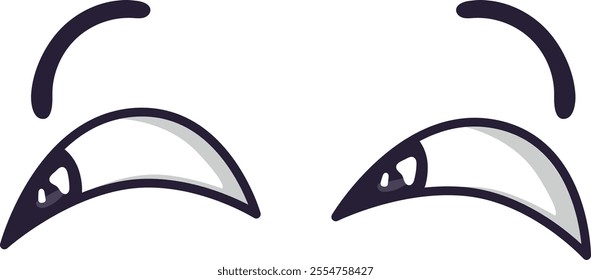 Cartoon eyes are expressing boredom and skepticism, showcasing a range of funny facial expressions and human emotions in a doodle style vector illustration