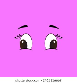 Cartoon Eyes expression. Caricature comic emotion. Expressive human, or animal eyes.