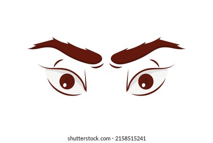 Cartoon eyes and eyebrows with lashes. Isolated vector illustration.