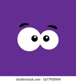 cartoon eyes face.vector illustration.purple background