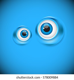 cartoon eyes as funny symbol, vector illustration background