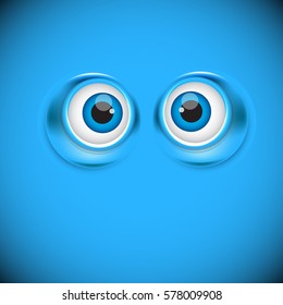 Cartoon Eyes As Funny Symbol, Vector Illustration Background