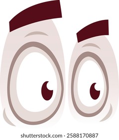 Cartoon eyes gazing sideways with slightly raised eyebrows, expressing curiosity, wonder, and a playful sense of suspicion, create an engaging and whimsical character