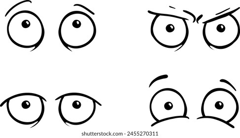 Cartoon eyes. Hand drawn vector illustration. Sketch style drawing. Art for merch.