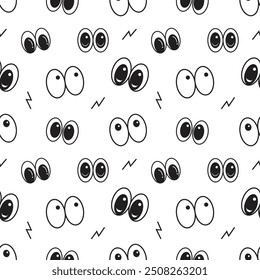 Cartoon eyes handdrawn seamless pattern background for wrapping and wallpaper