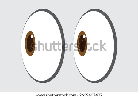 Cartoon eyes icon. Design of cartoon eye looking. Two eyes emoji. Round eyes looking right. Eyes looking to one side. Sideways glance vector icon.