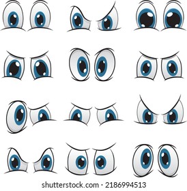 Cartoon Eyes Illustration Shiny Blue Stock Vector (Royalty Free ...