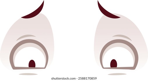 Cartoon eyes looking down with worried expression reflecting concern, anxiety or fear, creating a visual representation of uncertainty and apprehension