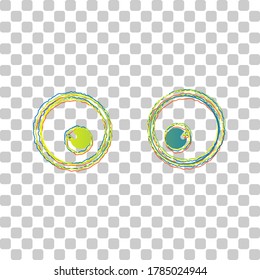 Cartoon eyes. Looking ot center. Blue to green gradient Icon with Four Roughen Contours on stylish transparent Background. Illustration.