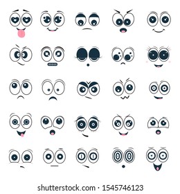 漫画の目と口 顔の感情セット 笑顔のキャラクターのベクターイラスト のベクター画像素材 ロイヤリティフリー