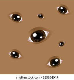 Cartoon eyes on background