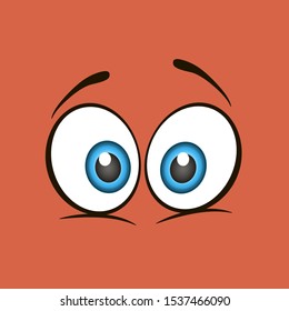 Cartoon eyes on a green background. Vector illustration
