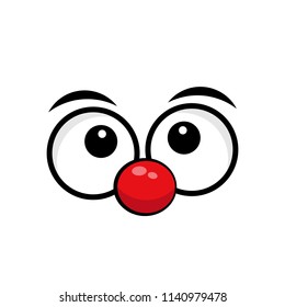 cartoon eyes and red nose