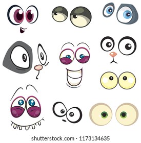 Cartoon eyes set isolated. Different eyes. Cartoon faces expression