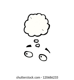cartoon eyes with thought bubble