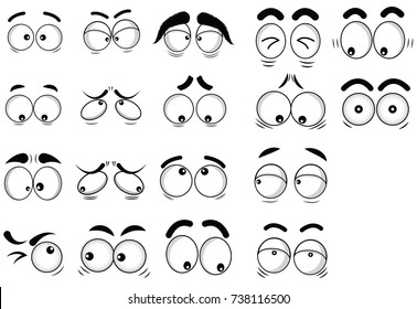 Cartoon Comic Style Eyes Eyebrow Set Stock Illustration 1873331113