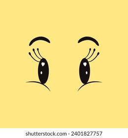 Ilustración vectorial de ojos de dibujos animados. Expresión ocular. Caricatura cómica de carácter facial. Emoción ocular humana, o animal. Ilustración aislada.