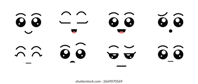 Vector de ojos de dibujos animados en color negro