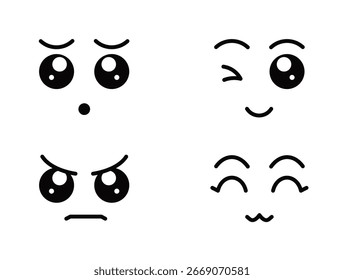 Vector de ojos de dibujos animados en color negro